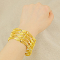 Brazalete de Oro Chapado en 24K a Precio de Fábrica, Brazalete Hueco, Joyería Chapada en Oro al por Mayor para Mujer