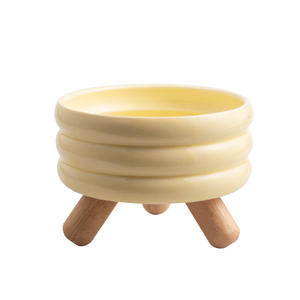Ahşap standı ile toptan Modern seramik kedi kase yükseltilmiş köpek maması ve su kasesi bambu ve ahşap yükseltilmiş kedi çanak - Product Image 3