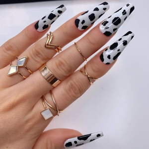 <span class=keywords><strong>Uñas</strong></span> postizas con diseño de <span class=keywords><strong>vaca</strong></span> para manicura, <span class=keywords><strong>uñas</strong></span> acrílicas de lujo con diseño transparente de ataúd largo, cobertura completa - Product Image 3