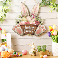 Panneau décoratif en bois à suspendre pour porte, décoration de printemps, panneau de Pâques avec lapin, adapté pour la maison, le magasin ou le jardin