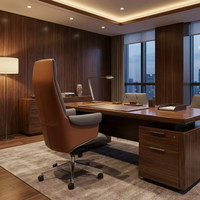Chaise de bureau exécutive moderne et durable en cuir PU avec base en acier, accoudoirs fixes, hauteur réglable, pivotante et coulissante pour le bureau à domicile