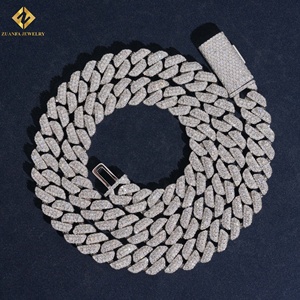 Collar de Cadena Cubana de Moissanita para Fiesta, Diseño Exclusivo, Plata 925 con Baño de Rodio, Joyería Hip Hop para Hombre - Product Image 1