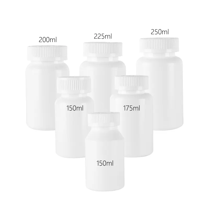 30ml 40ml 60ml 70ml 100ml 150ml 200ml pharmazeut ische HDPE-Pillen kapsel runde Plastik flasche weiße CRC-Kappe