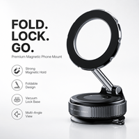 Soporte Magnético para Coche, Brazo Metálico Plegable, Ventosa Estable, Rotación de 360 Grados, Multifuncional, para Interiores de Lujo