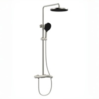 Ensemble de douche minimaliste européen en laiton massif, or brossé, cascade, 3 fonctions, pour salle de bain, système de douche en céramique, usage hôtelier