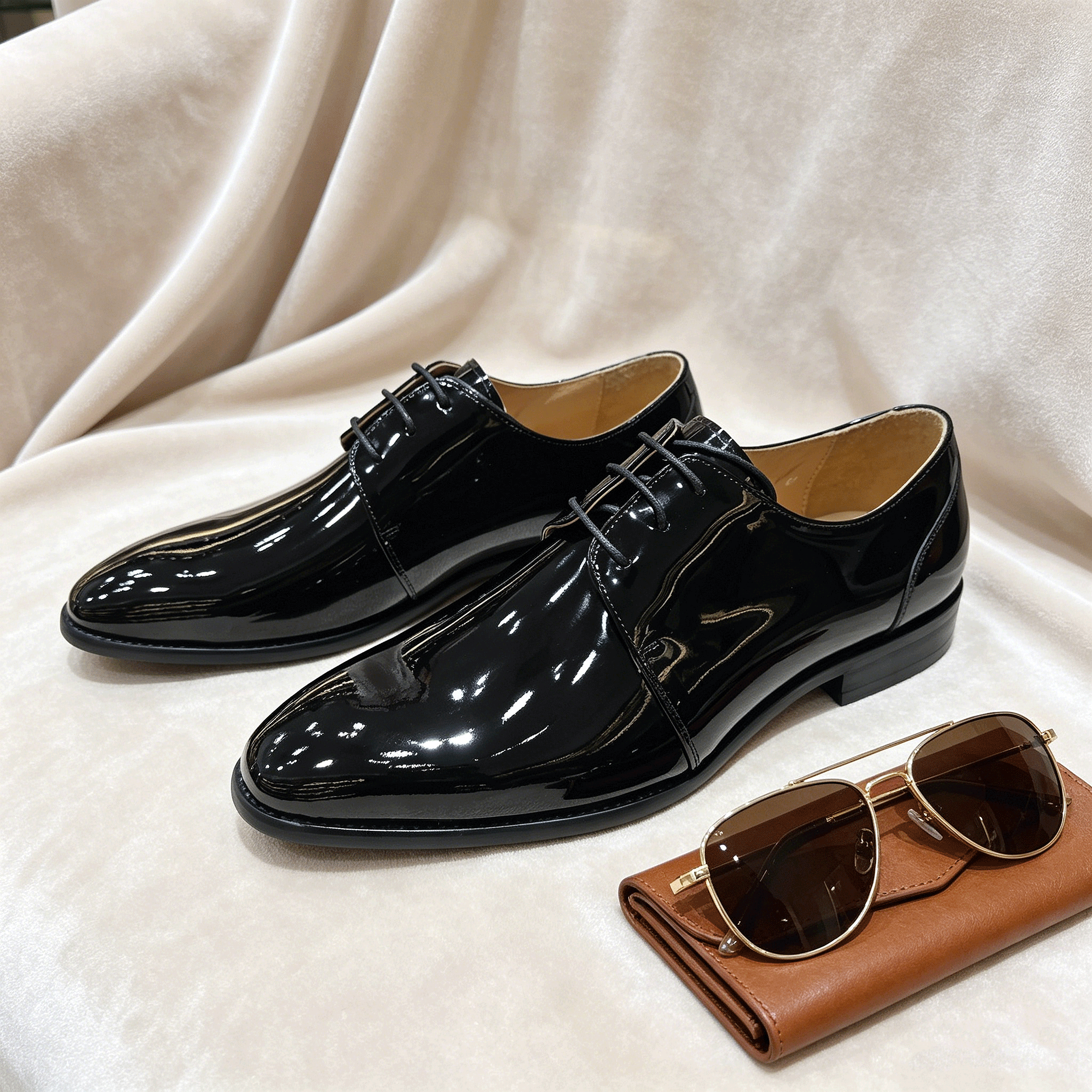 Men's Leather Oxford Dress Shoes – Vintage Round Toe Lace-Up, Non-Slip Rubber Sole, Waterproof Business Footwear Men's Leather Oxford Shoes