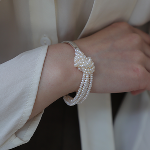 WENCHI Handmade Original 1611 Sterling <b>Silver</b> Freshwater <b>Pearl</b> Knotted <b>Bracelet</b> Elegant New Design with Premium Quality Material - Product Image 1