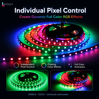 Tira de LED direccionable SK6812 RGB DC5V SMD5050 de 30 LED por metro, PCB de 10 mm, rollo de 5 m, sistema de cinta de luz de píxeles flexible con IC integrado