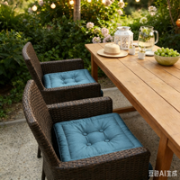 Coussin de chaise carré tufté épais de 10 cm, amovible avec fermeture éclair et attaches de fixation, pour extérieur, patio, rotin, jardin