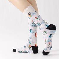 360 °   Chaussettes de ski à impression numérique, chaussettes de sport épaisses et respirantes en tissu éponge, chaussettes de ski unisexes à motif de dessin animé personnalisé