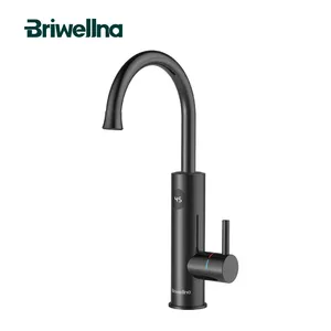 Briwellna 220V 3200W Black Color Instant Electric Hot Tankless Water Tap Electric Faucet with Digital Temperature Display