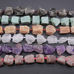 Cuentas de piedra natural de color ágata de cristal verde grande de 15-25mm, mineral crudo golpeado a mano, cuentas sueltas DIY de color Irregular - Product Image 3