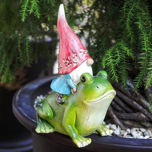 Enano montando pájaro pequeño jardín resina artesanía ornamento Animal estampado estudio decoración regalo de Pascua con cubierta de cara de duende - Product Image 3