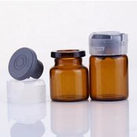 Flacons en verre ambré OEM de qualité supérieure 3ml 5ml 7ml 8ml 10ml, ampoules vides avec bouchon en caoutchouc pour poudre lyophilisée, emballage cosmétique