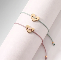Bracelet en acier inoxydable personnalisable avec perles, breloque en forme de cœur, cordon tressé réglable, bijou romantique, cadeau d'amour