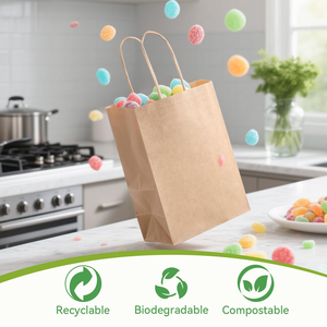 Bolsas de Papel Kraft Grandes con Asa para Llevar Comida, Café y Comida Rápida, Personalizadas con Material Reciclado para Restaurantes - Product Image 5