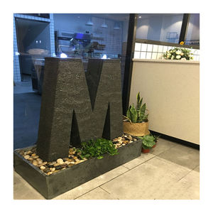 Fontaine d'eau en pierre, cascade d'eau en granit, geyser en cascade, lettres LED, décoration de nom d'entreprise, extérieur, Feng Shui - Product Image 3