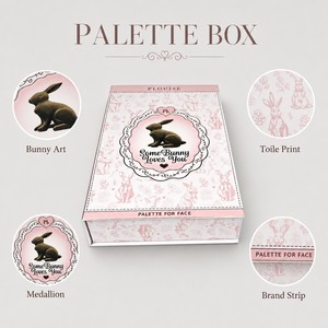 Scatola di Carta per Palette Trucco di Lusso con Motivo Coniglio e Cioccolato, Design 'Some Bunny Loves You', OEM Etichetta Privata, Vendita all'Ingrosso - Product Image 1
