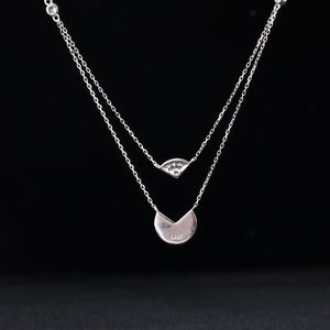 Ingrosso su ordinazione della stella del nord <span class=keywords><strong>catena</strong></span> di strato <span class=keywords><strong>925</strong></span> collane d'<span class=keywords><strong>argento</strong></span> signore oro bianco oro luna stella collana <span class=keywords><strong>donna</strong></span> - Product Image 5