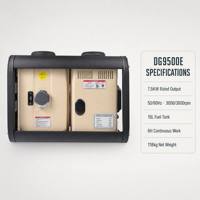 Générateur diesel 7,5 kW 7500 W à châssis ouvert, démarrage électrique, refroidissement par air, portable, avec ATS 50/60 Hz DG9500E
