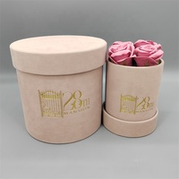 Boîtes cadeaux rondes en carton avec lamination mate, roses éternelles de couleur rose pour la Saint-Valentin, très vendues