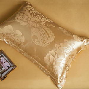 Sang Trọng 3 Mảnh Màu Vàng Jacquard Bộ Đồ Giường Đặt Tấm Bông Satin Bộ Đồ Giường Bộ Tấm Ga Trải Giường - Product Image 3