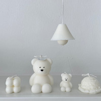 Bougie en forme d'ours dans un bocal, figurine mignonne, souvenir rose, mini bougie personnalisée unique en cire de soja parfumée, ours en peluche pour baby shower