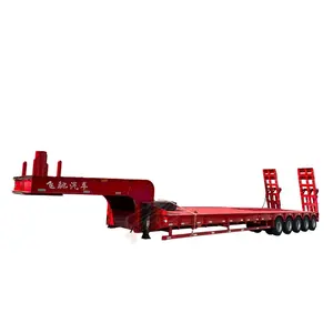 ผู้ผลิตจีนหนัก 5 เส้น 10 เพลา 120-150Ton Lowbed Lowboy รถกึ่งรถบรรทุกรถพ่วง