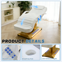 Cama de Belleza Eléctrica de Lujo XFMC con 3 Motores, Cama de Masaje Elevadora con Pasamanos Dorados, Moderna Cama para Extensiones de Pestañas para Salón de Belleza