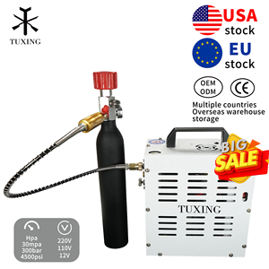 Máy nén khí <span class=keywords><strong>PCP</strong></span> TUXING bán chạy, kiểu mới, áp suất cao 4500psi/300bar/30mpa, 110V/220V/12V, di động ngoài trời, dùng cho sơn bi - Product Image 1