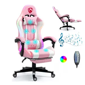 pink recliner gaming chair with heating and massage 4D electric massage office chair