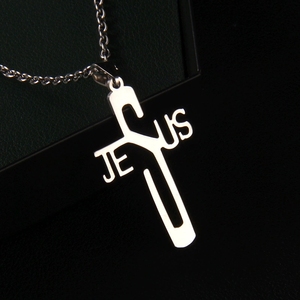 Collier pendentif YK en acier inoxydable, croix chrétienne, Jésus, foi, prière, église, baptême, déclaration religieuse - Product Image 4