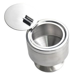 Stainless Steel Ashtray with Lid Large Windproof Ash Tray Heavy Outdoor Cigarette Smoking Tray Silver