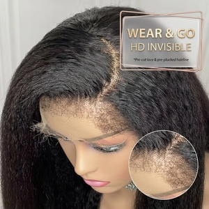 Peluca frontal de encaje HD 13x4 13x6 con cabello humano liso Yaki 4C Kinky <span class=keywords><strong>Edge</strong></span> para mujeres negras, pelucas frontales de encaje Yaki baratas con encaje precortado - Product Image 4