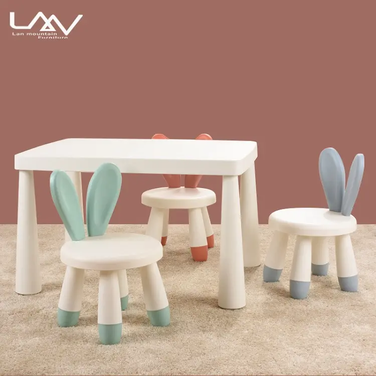 Wholesale new designed plastic children study reading table and chair furniture set