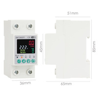SMTONOFF Compteur d'énergie prépayé avec écran LCD couleur amélioré, contrôle via application Tuya WiFi, protection contre les surintensités à réinitialisation automatique, interrupteur temporisé 63A
