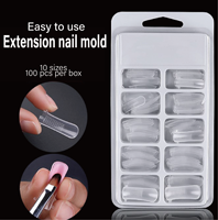 En gros, Moules carrés français pour nail art en plastique acrylique solide, pour extension de gel, couverture complète, réutilisables, pour faux ongles