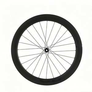 Jeu de roues de vélo de route en fibre de carbone tissée à section profonde 8MM, compatible tubeless, frein à disque Center Lock, rayons Straight-Pull - Product Image 6