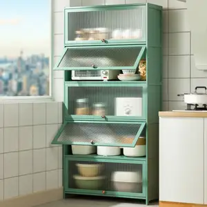 Hersteller Staub dichter Mikrowellen herd Home Cabinet 5 Tier Bambus Küchen schrank mit großer Kapazität