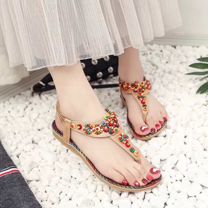 Extra Large Size Ethnic Beach <b>Sandals</b> Women Comfort Clip Toe <b>Flat</b> Roman Student Herringbone Foreign Trade Footwear - Product Image 5