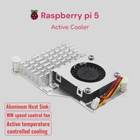 Pi 5 Model B sessiz Fan ve kolay kurulum için Fan alüminyum soğutucu soğutma kiti ile ahududu Pi 5 soğutucu