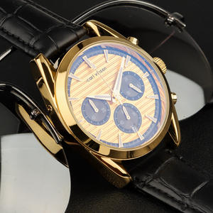 New men's watch six-hand chronograph leather strap quartz <b>wristwatch</b> stylish luminous men's watch - Product Image 3