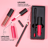 Cosmétiques de maquillage 2 en 1 brillant à lèvres combo capuchon rond brillant à lèvres repulpant de marque privée avec boîte de crayon à lèvres personnalisée