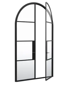 8 paneles puerta francesa mano derecha inswing 72 "por 108" arco negro doble entrada puerta francesa