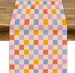 Runner da Tavola con Cuori Colorati, Stampa Astratta Geometrica Arcobaleno Romantica per San Valentino, Copritavolo Decorativo per <span class=keywords><strong>Cucina</strong></span> e Sala da Pranzo - Product Image 2