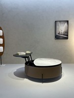 Table basse ronde de style nordique moderne et luxueux, avec cadre en bois, plateau relevable et hauteur réglable, pour salon et mobilier de maison