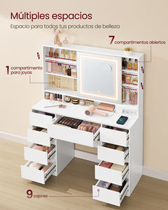 <span class=keywords><strong>VASAGLE</strong></span>-Table de maquillage en bois à 9 tiroirs, commode blanche, lampe 3 couleurs, miroir grossissant 10x, <span class=keywords><strong>coiffeuse</strong></span> avec miroir - Product Image 2