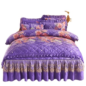 American Style Purple Lilac Velvet Colcha Impresso Set 4-Piece <span class=keywords><strong>Sleep</strong></span> Aid confortável - Product Image 1