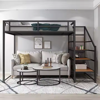 Lit superposé moderne en acier pour chambre à coucher, lit simple pour adulte, lit king-size avec escalier