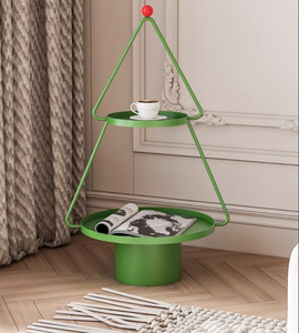 Modern Fashion Design <strong>Christmas</strong> <strong>Tree</strong> Shape 2 Tiers Green Storage Coffee <strong>Table</strong> Shelf Stand Living Room Furniture Home Office - Product Image 4